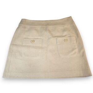 Vivienne Tam Wool Textured A-Line Mini Skirt Cream Size 8